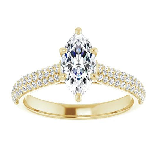 1 CT 6-Prong Marquise Diamond Engagement Ring with accented Shank