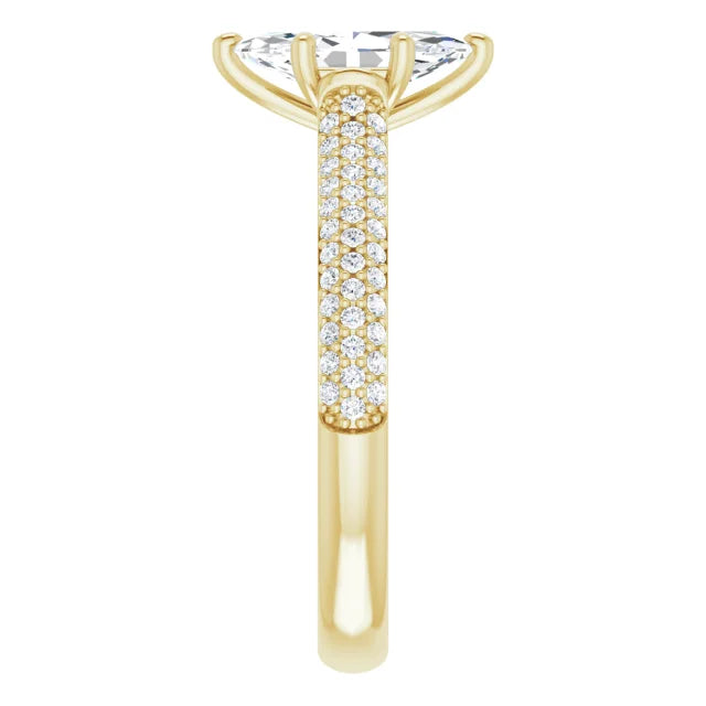 1 CT 6-Prong Marquise Diamond Engagement Ring with accented Shank Showing diamond on the shank