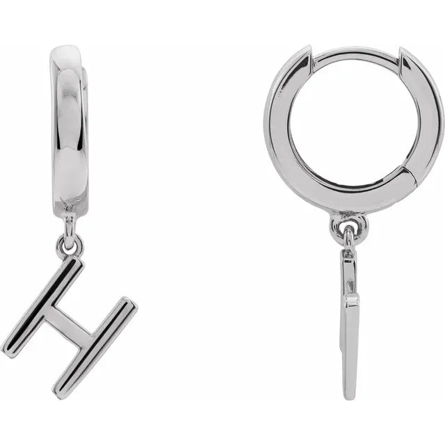 14K Gold Initial Hinged Huggie Hoop Earring