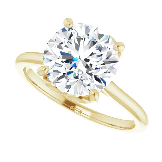 3 CT Round Diamond Solitaire Engagement Ring in Yellow Gold