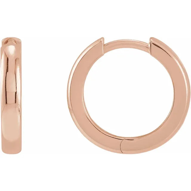 14K Rose 15MM Hinged Hoop Earrings