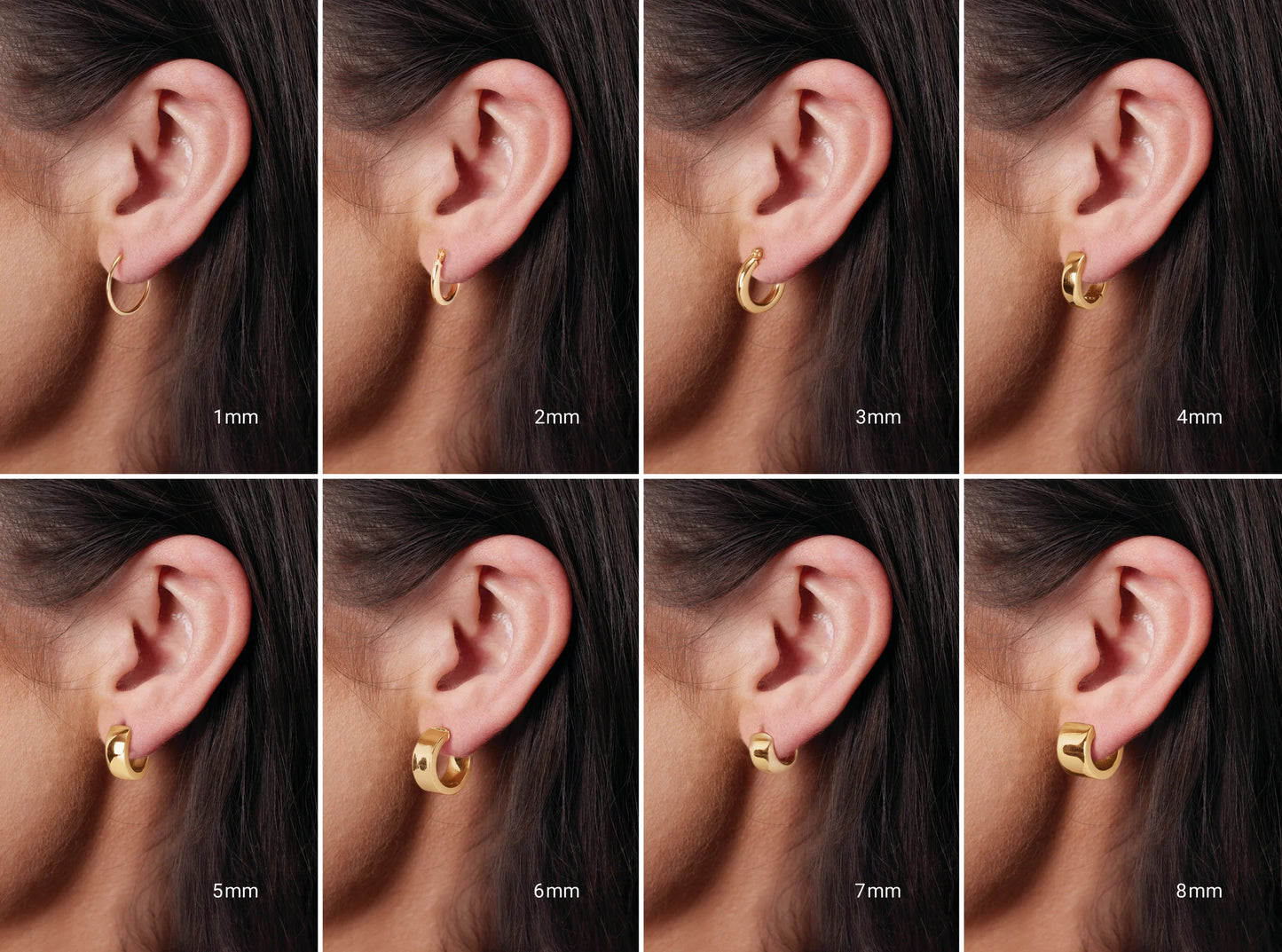 Hoop Earring Thickness/Width chart