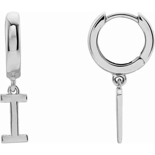 14K Gold Initial Hinged Huggie Hoop Earring
