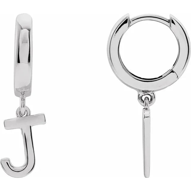 14K Gold Initial Hinged Huggie Hoop Earring