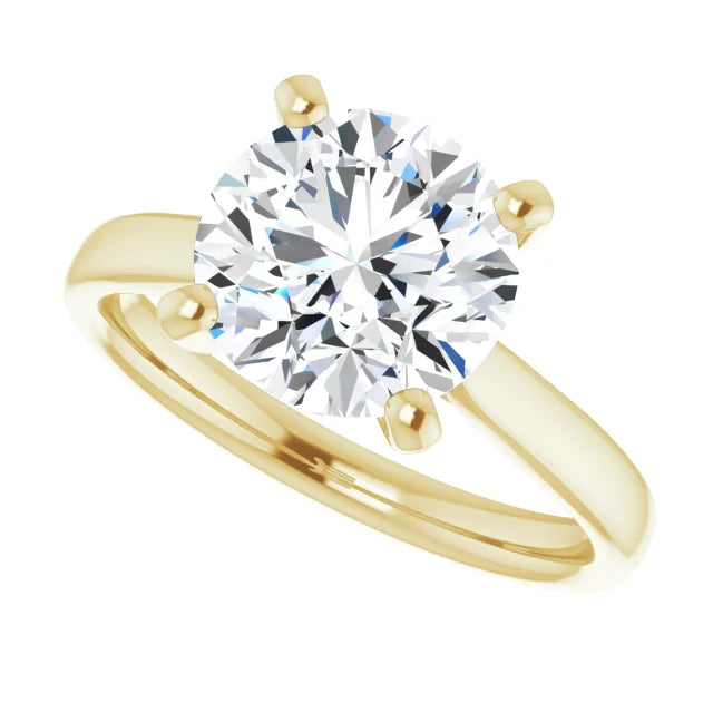 3 CT Round Diamond Solitaire engagement Ring in Yellow Gold