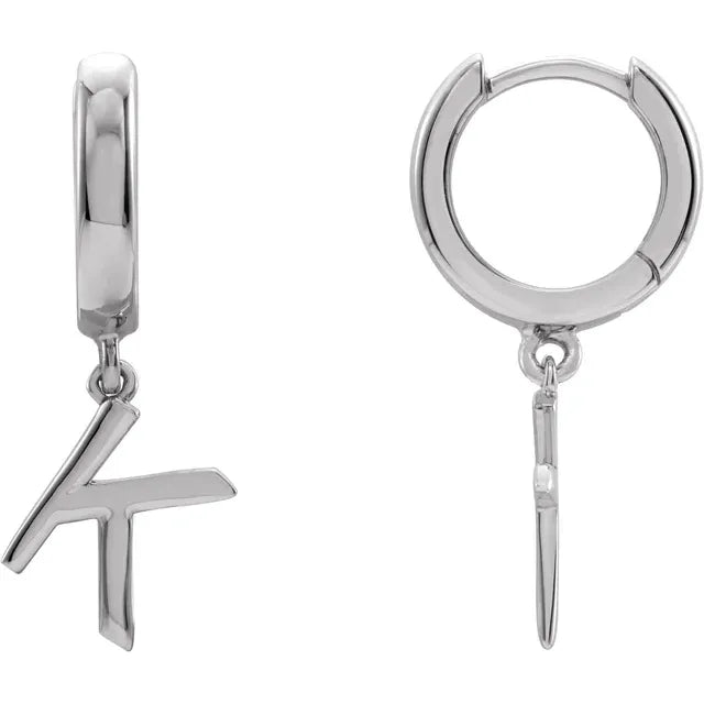 14K Gold Initial Hinged Huggie Hoop Earring