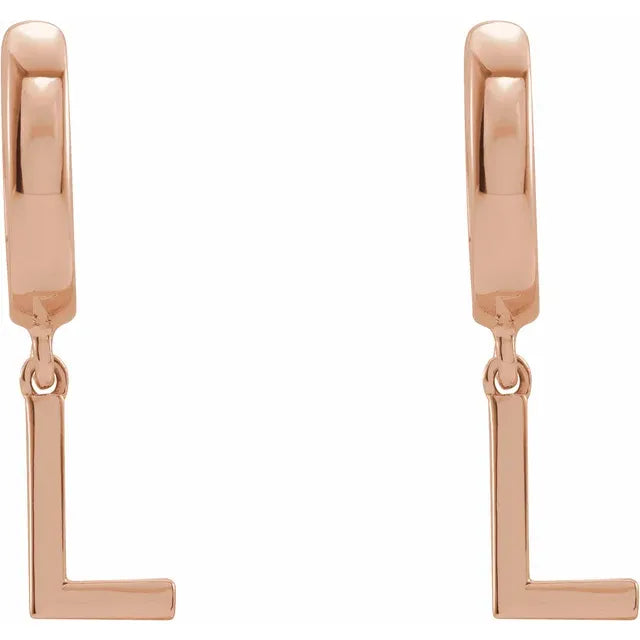 14K Gold Initial Hinged Huggie Hoop Earring