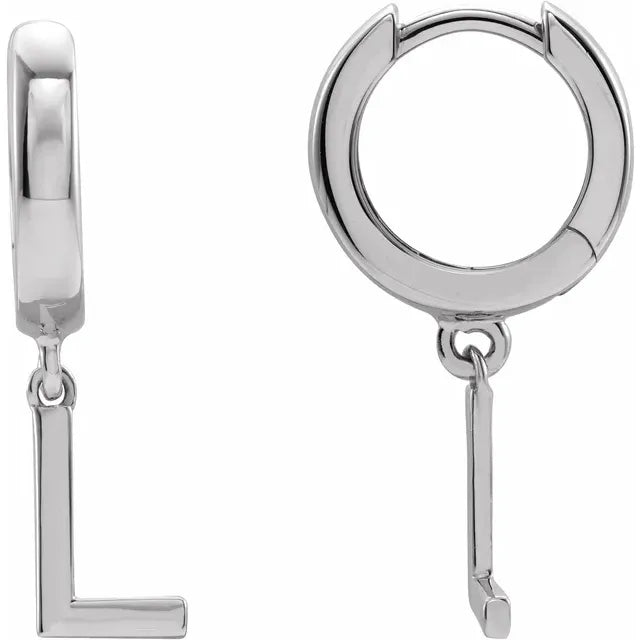 14K Gold Initial Hinged Huggie Hoop Earring