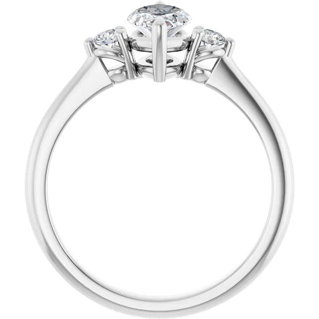 1 CT Marquise & Round three Stone diamond engagement Ring Set in white gold or platinum showing under gallery