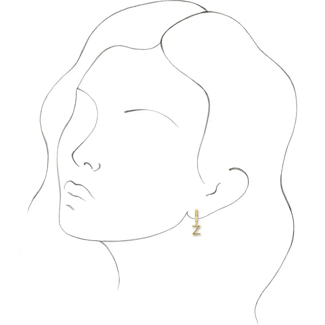 14K Gold Initial Hinged Huggie Hoop Earring