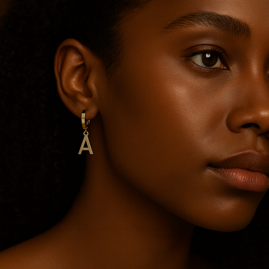 14K Gold Initial Hinged Huggie Hoop Earring