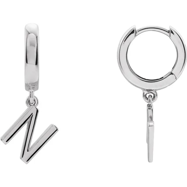 14K Gold Initial Hinged Huggie Hoop Earring