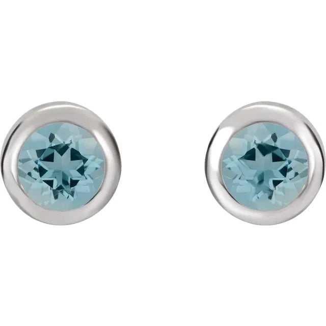 Natural Aquamarine Bezel-Set Earrings