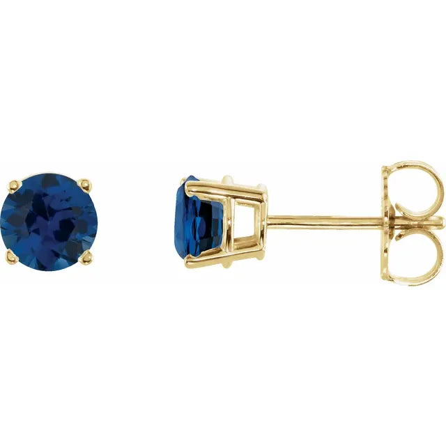 14K Yellow GoldNatural Blue Sapphire Stud Earrings
