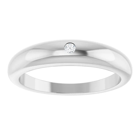 White Gold or platinum Natural Diamond Petite Dome Ring
