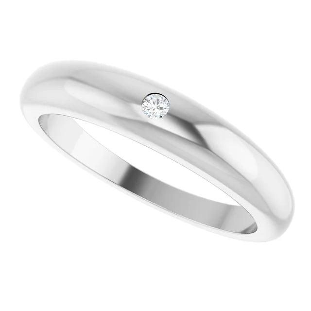 Side picture for Natural Diamond Petite Dome Ring
