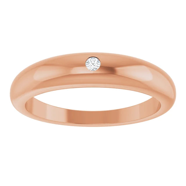 Rose Gold Natural Diamond Petite Dome Ring