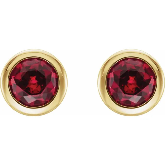 Natural Ruby Bezel-Set Earrings