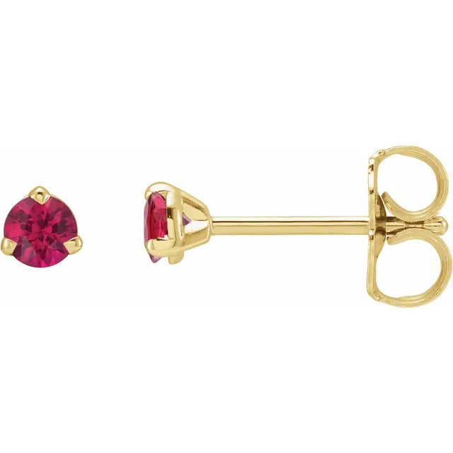 14K Yellow Gold Natural Ruby Stud Earrings