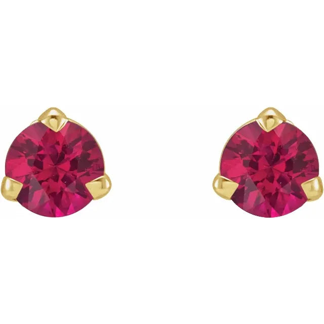 Natural Ruby Stud Earrings set in Yellow Gold