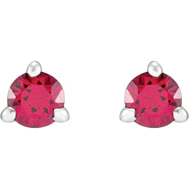 Platinum Natural Ruby Stud Earrings