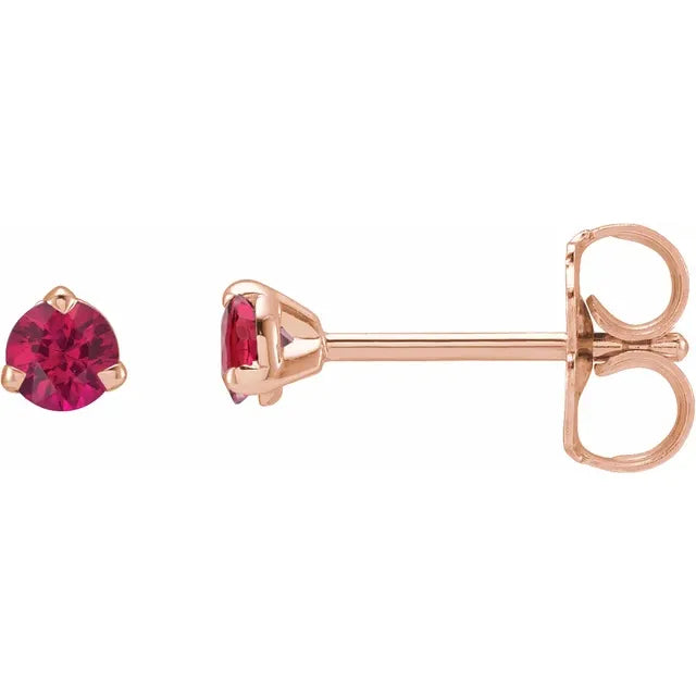 14K Rose Gold Natural Ruby Stud Earrings