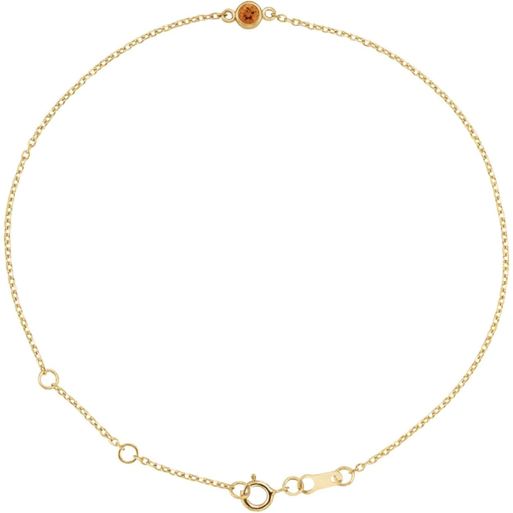 14K Gold Birthstone Bracelet – 3 MM Natural Gemstone