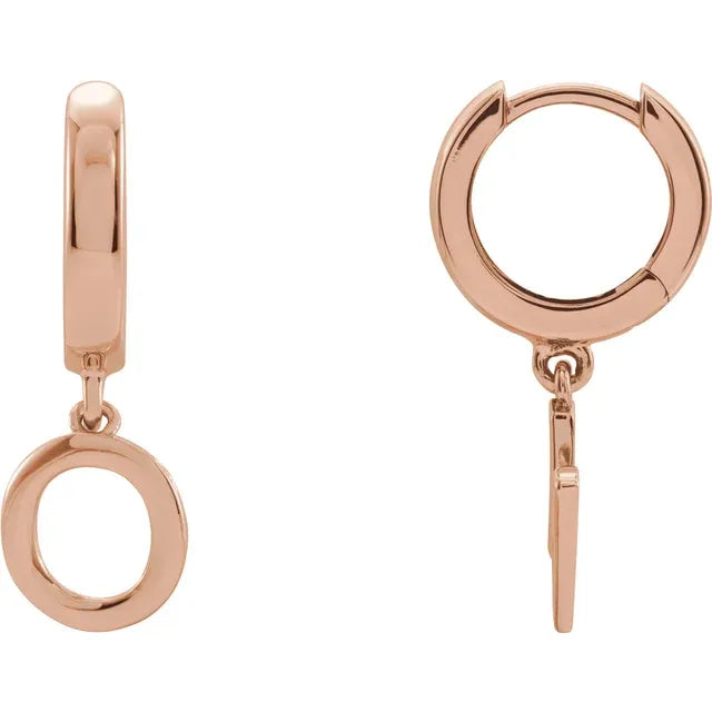 14K Gold Initial Hinged Huggie Hoop Earring
