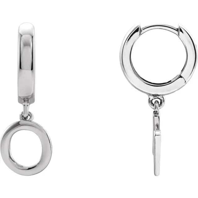 14K Gold Initial Hinged Huggie Hoop Earring