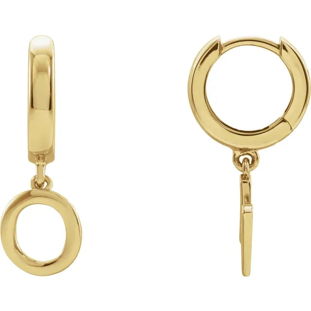 14K Gold Initial Hinged Huggie Hoop Earring