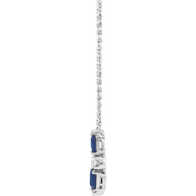 14K Gold Natural Blue Sapphire & Natural Diamond Necklace side Picture showing chain