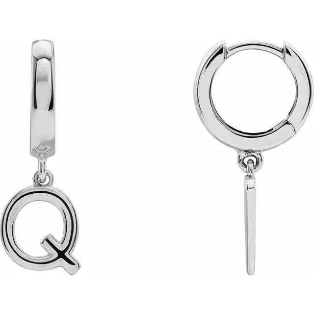 14K Gold Initial Hinged Huggie Hoop Earring