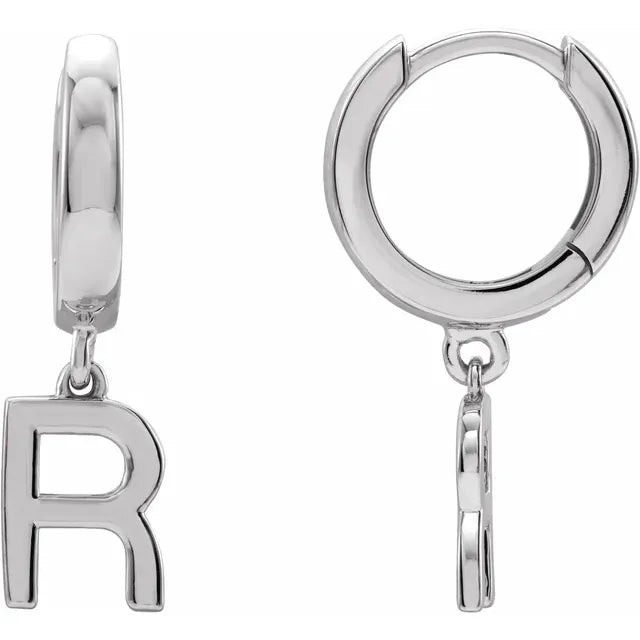 14K Gold Initial Hinged Huggie Hoop Earring