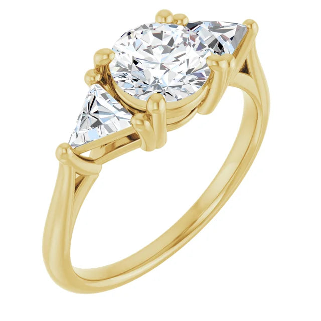 Sideway view for Jordan’s Trillion Trio Round Diamond Engagement Ring