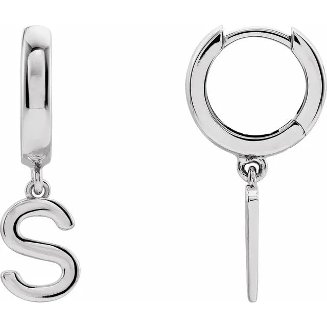 14K Gold Initial Hinged Huggie Hoop Earring