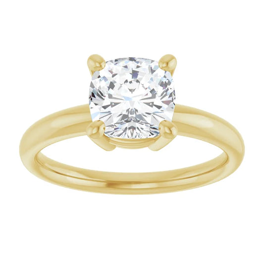 2 CT Double Gallery Cushion Shape Diamond Engagement Ring Set in Yellow Gold