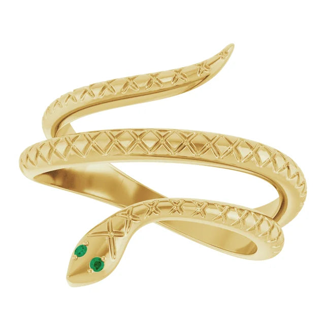 Snake Ring with Garnet Stones for Snake Eye Yellow