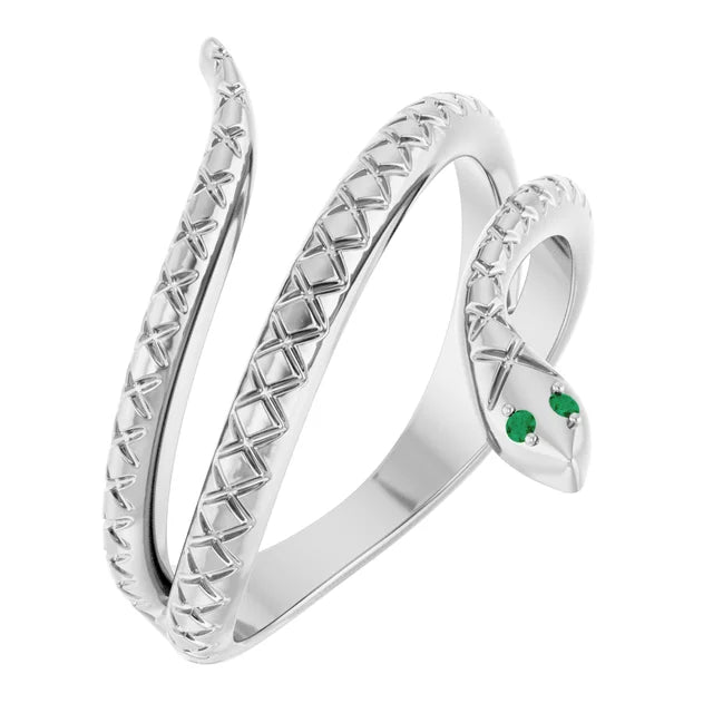 Snake Ring with Garnet Stones for Snake Eye