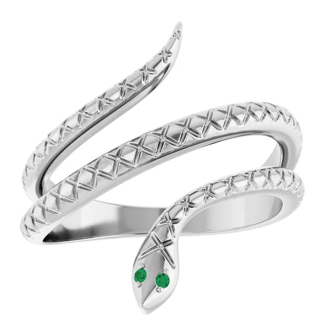 Snake Ring with Garnet Stones for Snake Eye in white gold or platinum