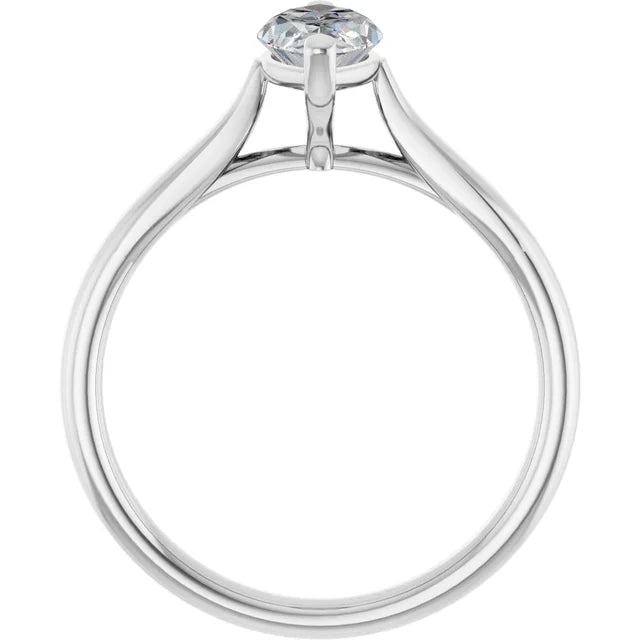 Marquise Shape Solitaire Diamond Engagement Ring Set in white gold or platinum Showing under gallery