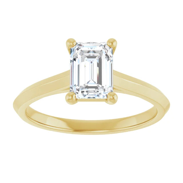 1 CT Emerald Diamond Solitaire Engagement Ring