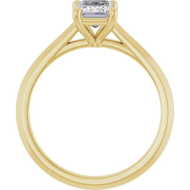 1 CT Emerald Diamond Solitaire Engagement Ring Set in Yellow Gold showing under gallery
