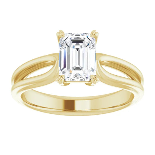 1 CT Split Shank Emerald Cut Diamond Solitaire Engagement Ring for women