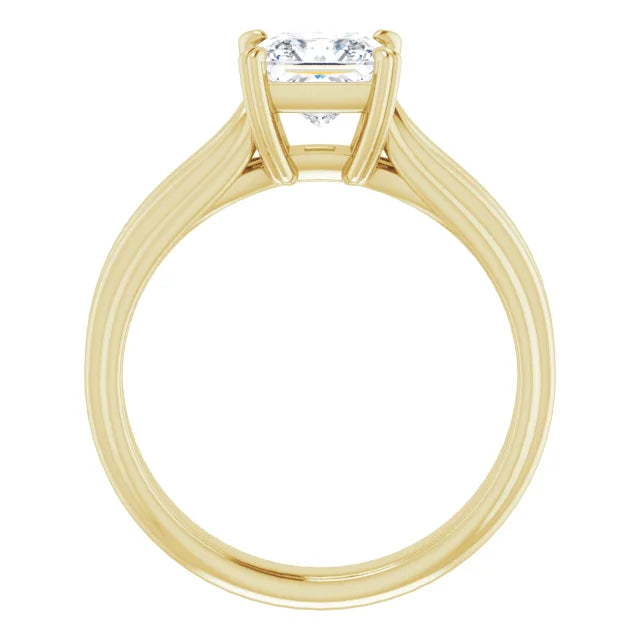 1 CT Princess Cut Claw Prong Solitaire Engagement Ring For Women set in Yellow Gold showing under gallery