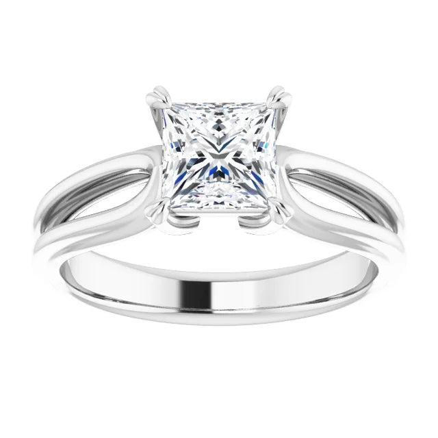 1 CT Princess Cut Claw Prong Solitaire Engagement Ring For Women Set in white gold or platinum