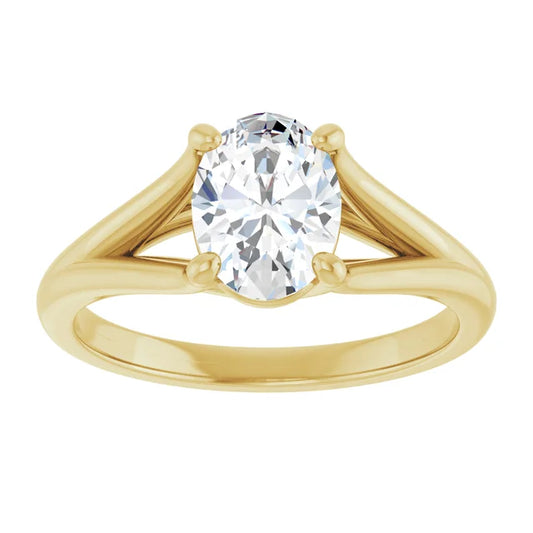 1 CT Split Shank Oval Diamond Solitaire Engagement Ring