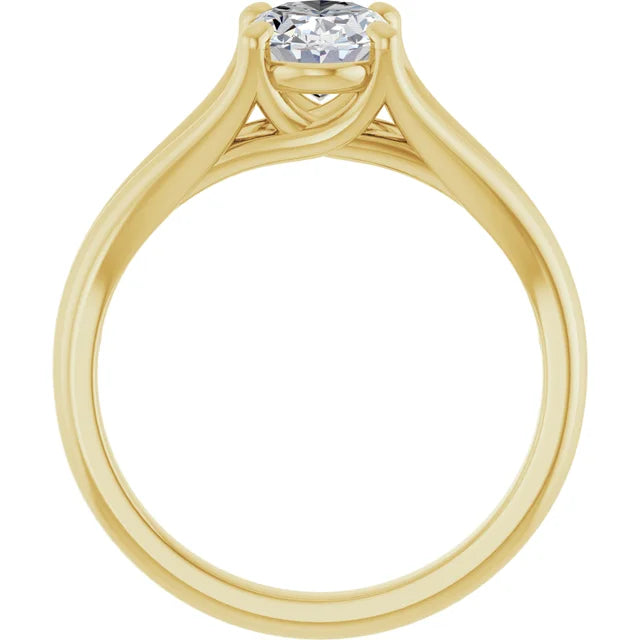 1 CT Split Shank Oval Diamond Solitaire Engagement Ring Set in Yellow Gold showing under gallery