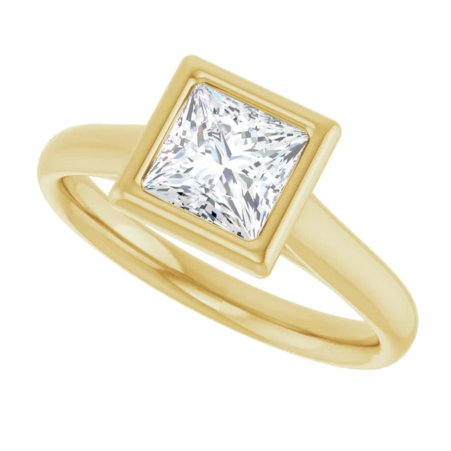Sideway Picture for 360 Video for Jordan’s Princess Bezel Solitaire Set in Yellow Gold