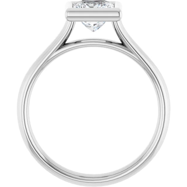 360 Video for Jordan’s Princess Bezel Solitaire Set in white gold or platinum Showing under Gallery