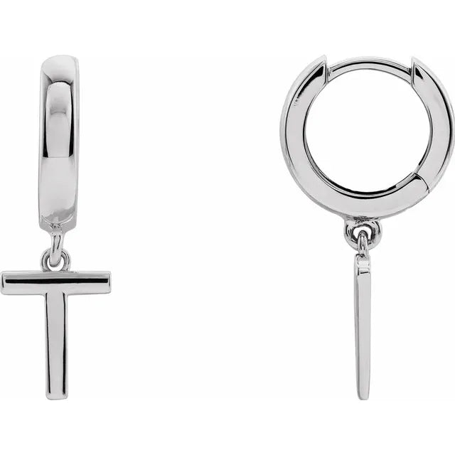 14K Gold Initial Hinged Huggie Hoop Earring